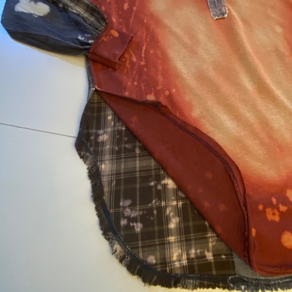 Oli & Hali Long Sleeve Acid Wash Pull On Patched Oversized Tunic Size Medium - Picture 8 of 15